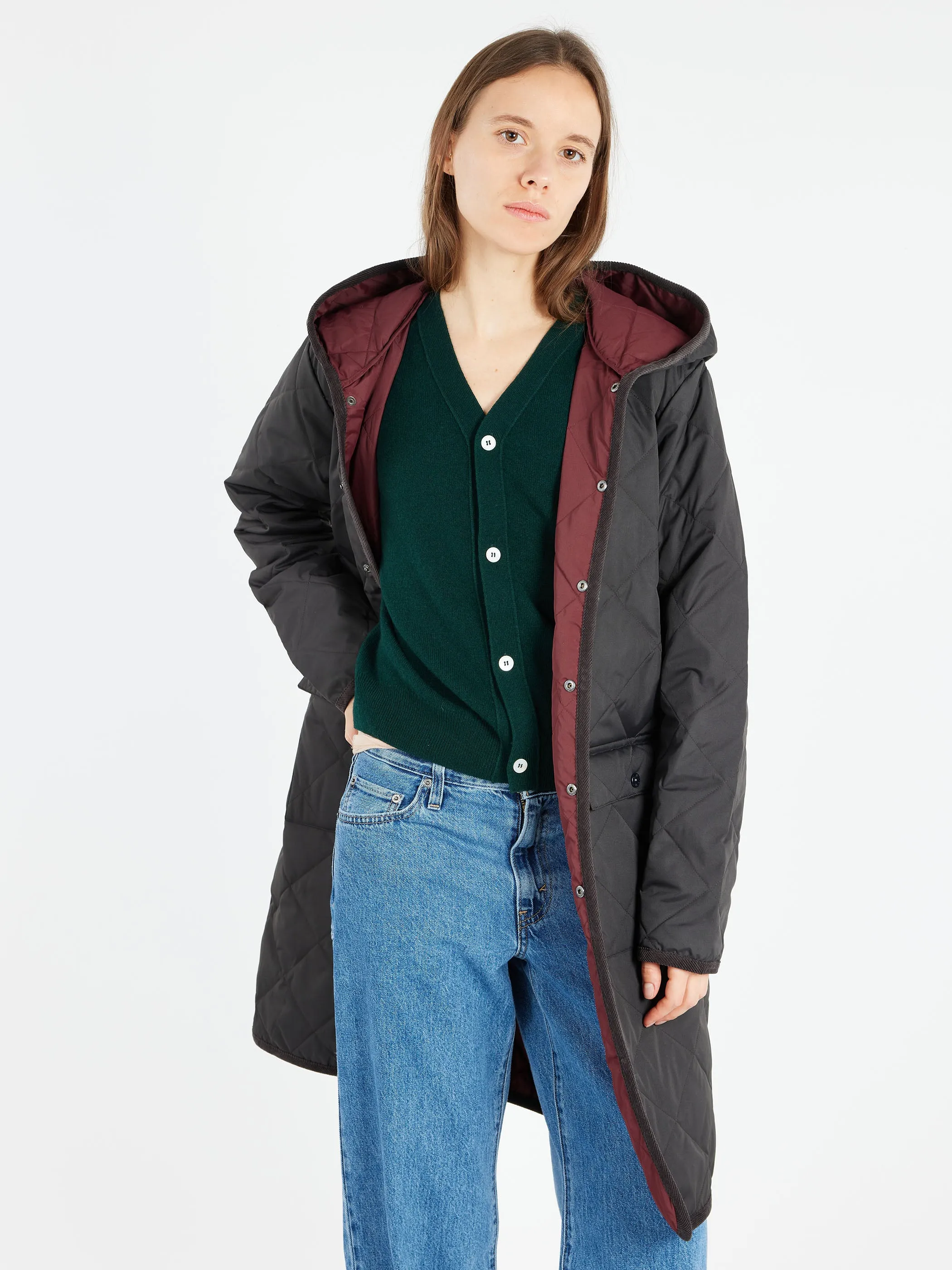 Piping Hood Long Down Coat