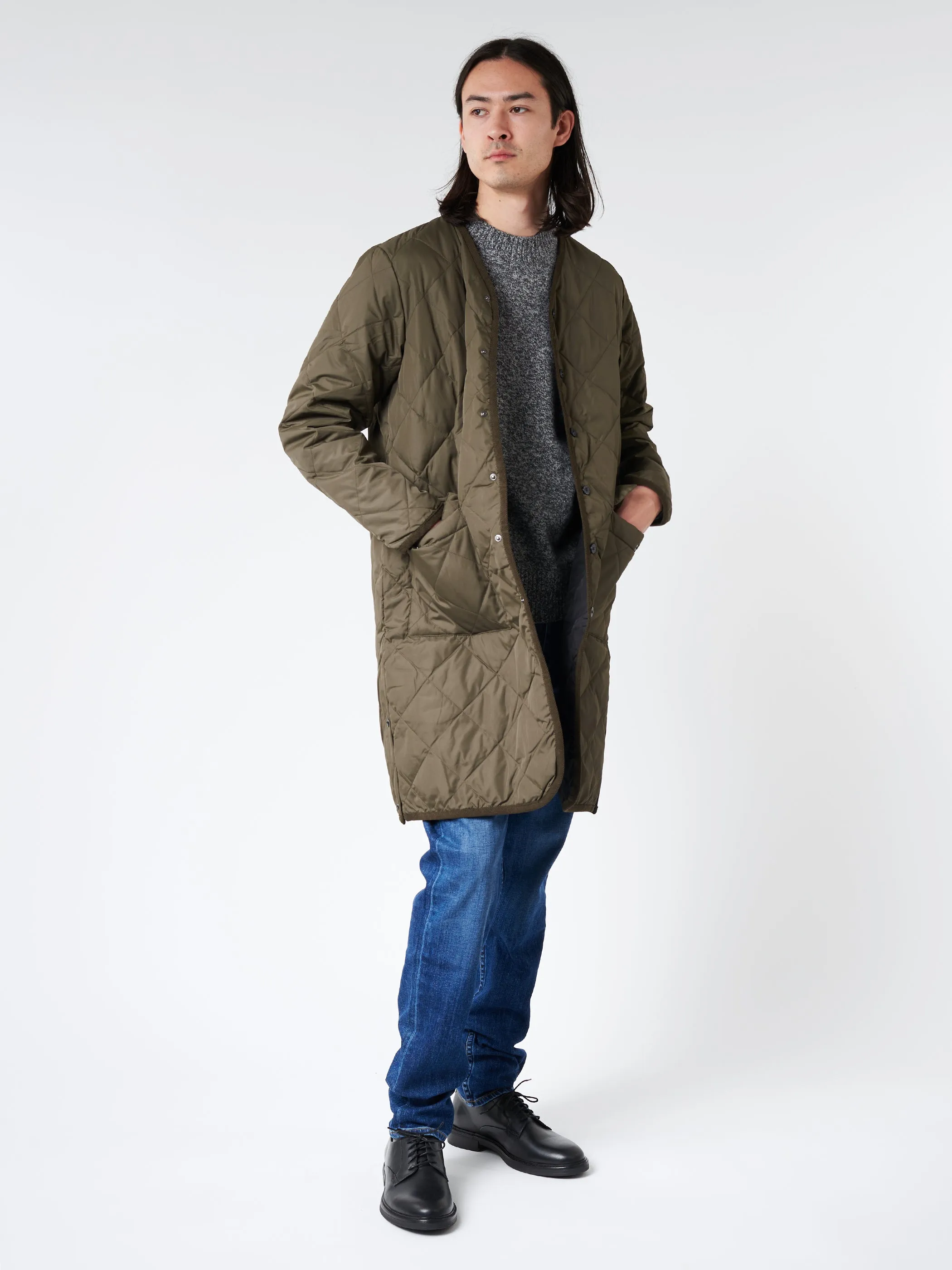 Piping V-Neck Long Cardigan