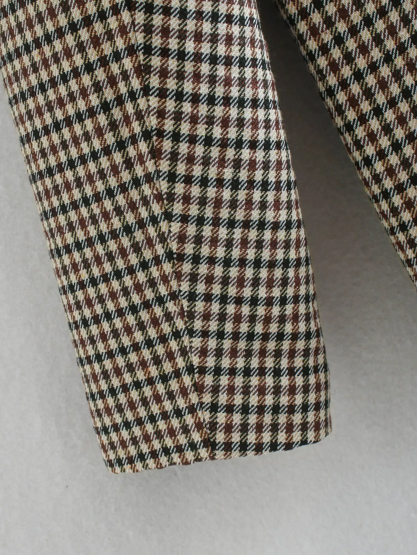 Plaid Lapel Double Breasted Blazers Outerwear