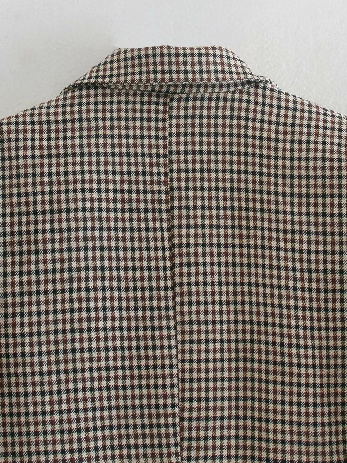 Plaid Lapel Double Breasted Blazers Outerwear