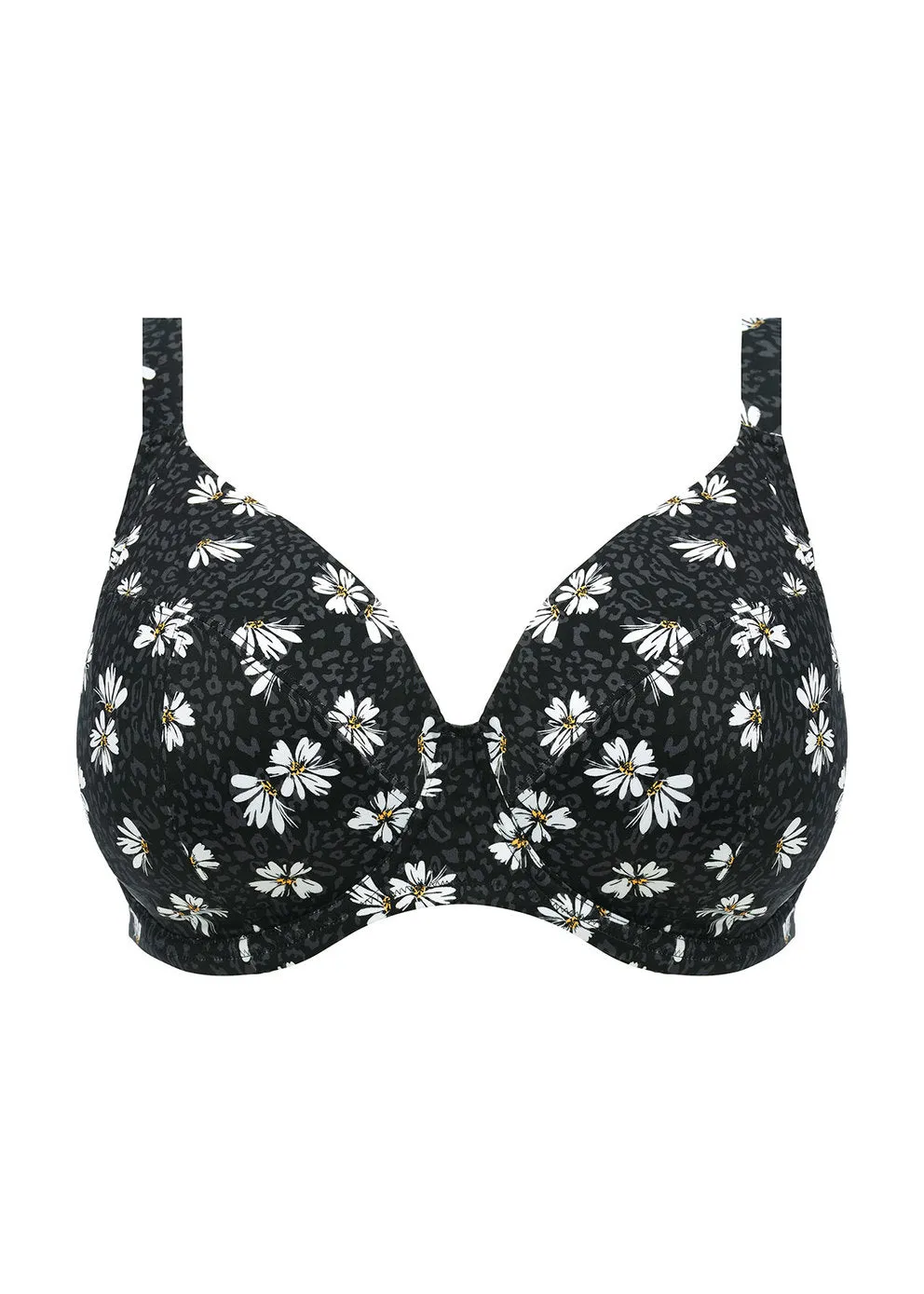 Plain Sailing UW Plunge Bikini Top In Black Daisy - Elomi