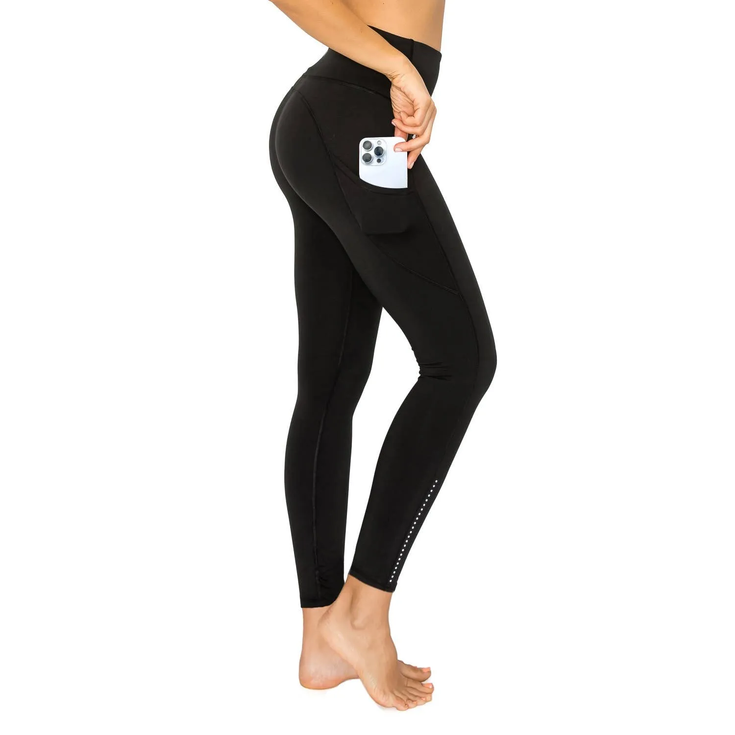 Premium Activewear 7/8 Length Leggings w Pockets | Black