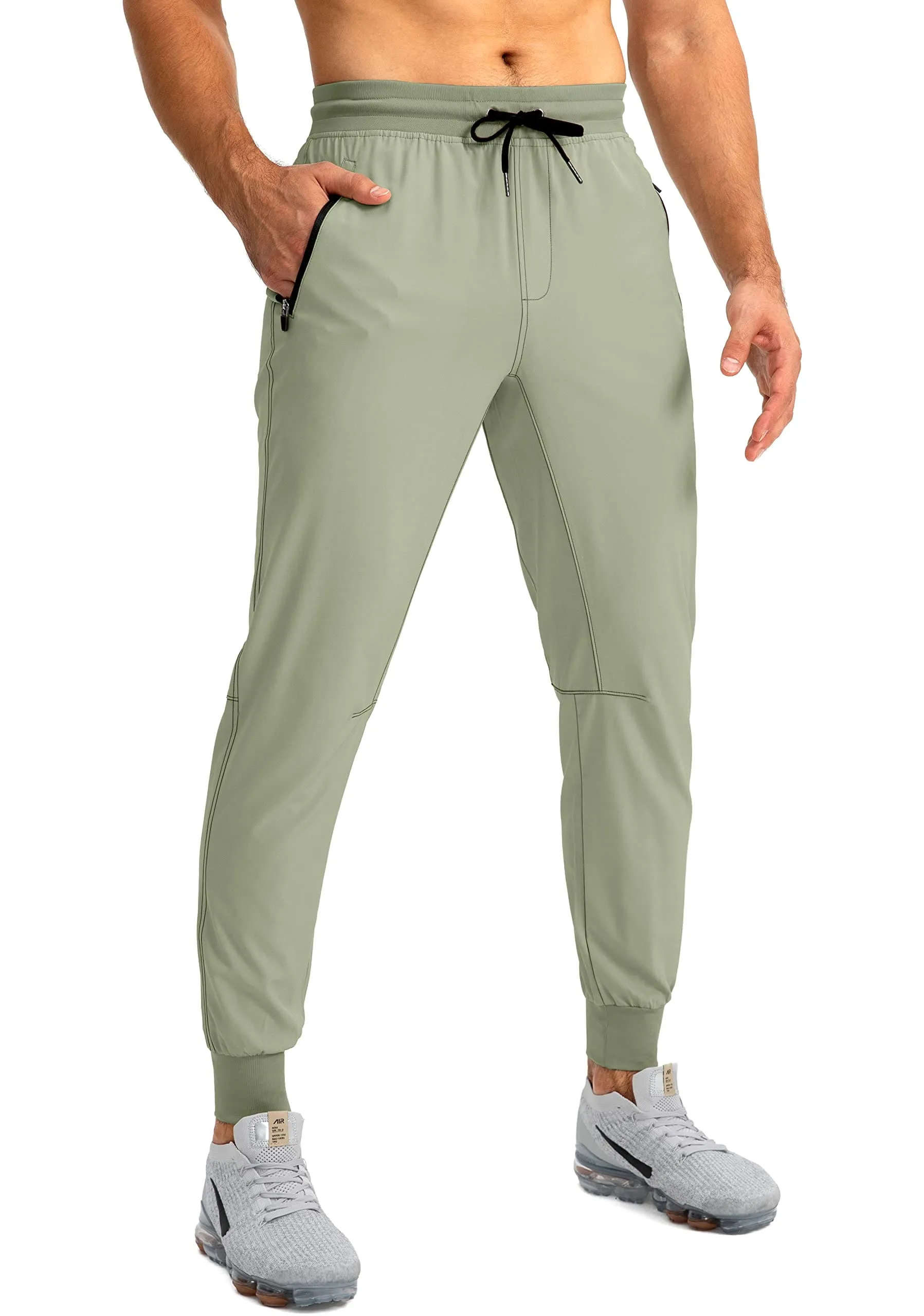 Pudolla Men's Lightweight Jogger Pants Workout Running Tapered Joggers for Men with Zipper Pockets for Athletic Travel Casual(Arona Blue)