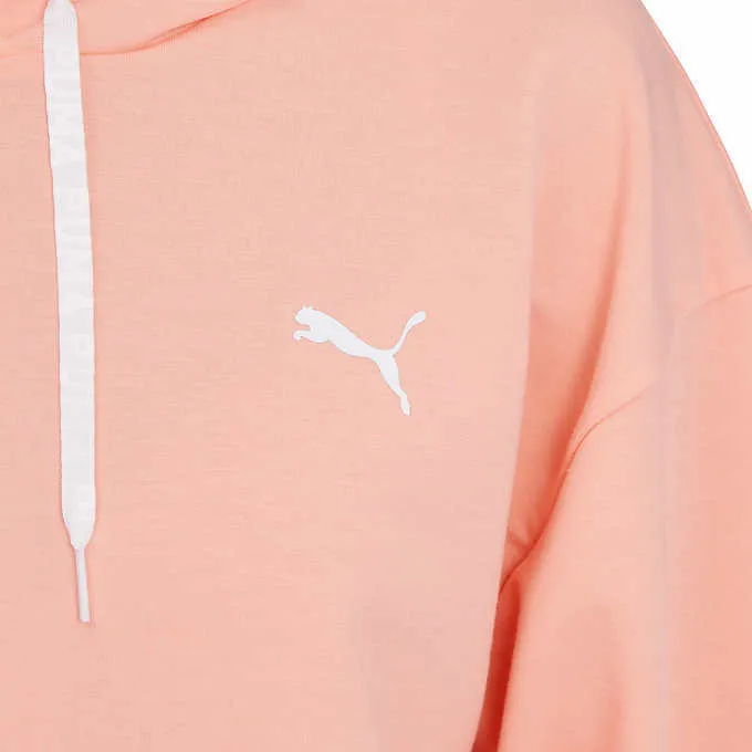 Puma Women's Pink Apricot Modern Sport Hoodie Cropped Sweatshirt