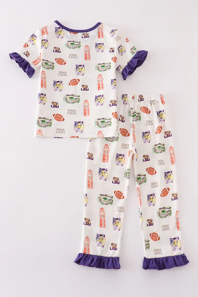 Purple Geaux Tiger Girl Pajamas Set