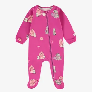 Pyjama une-pièce fuchsia à motifs, bébé  || Fuchsia one-piece pajamas with all over print, baby
