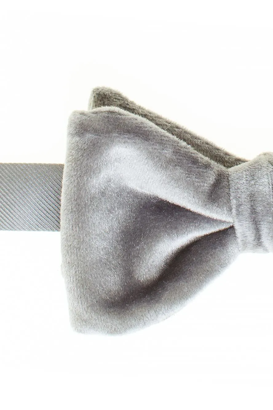 "Luxor" Grey Velvet Bow Tie