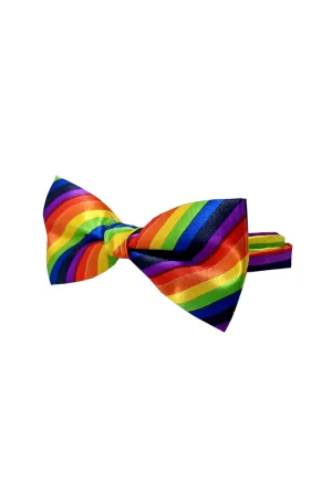 Rainbow Satin Pre-Tied Bow Tie
