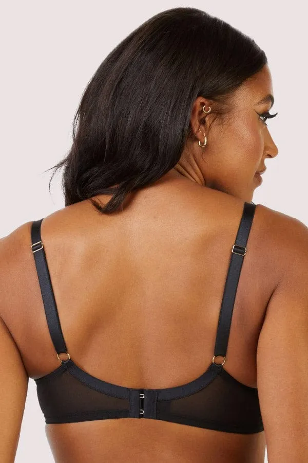 Ramona Black Mesh Plunge Bra- Black