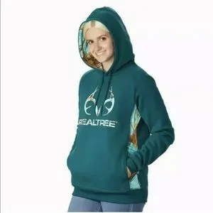 Real Tree Women’s Aqua Green Camo Hooded Sweatshirt