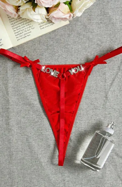 Rhinestone G-String Love You Panty