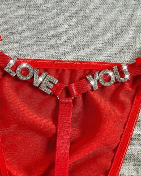 Rhinestone G-String Love You Panty