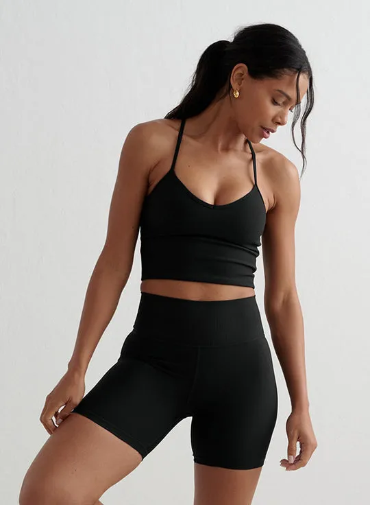 Ribbed Performance Midi Biker Shorts