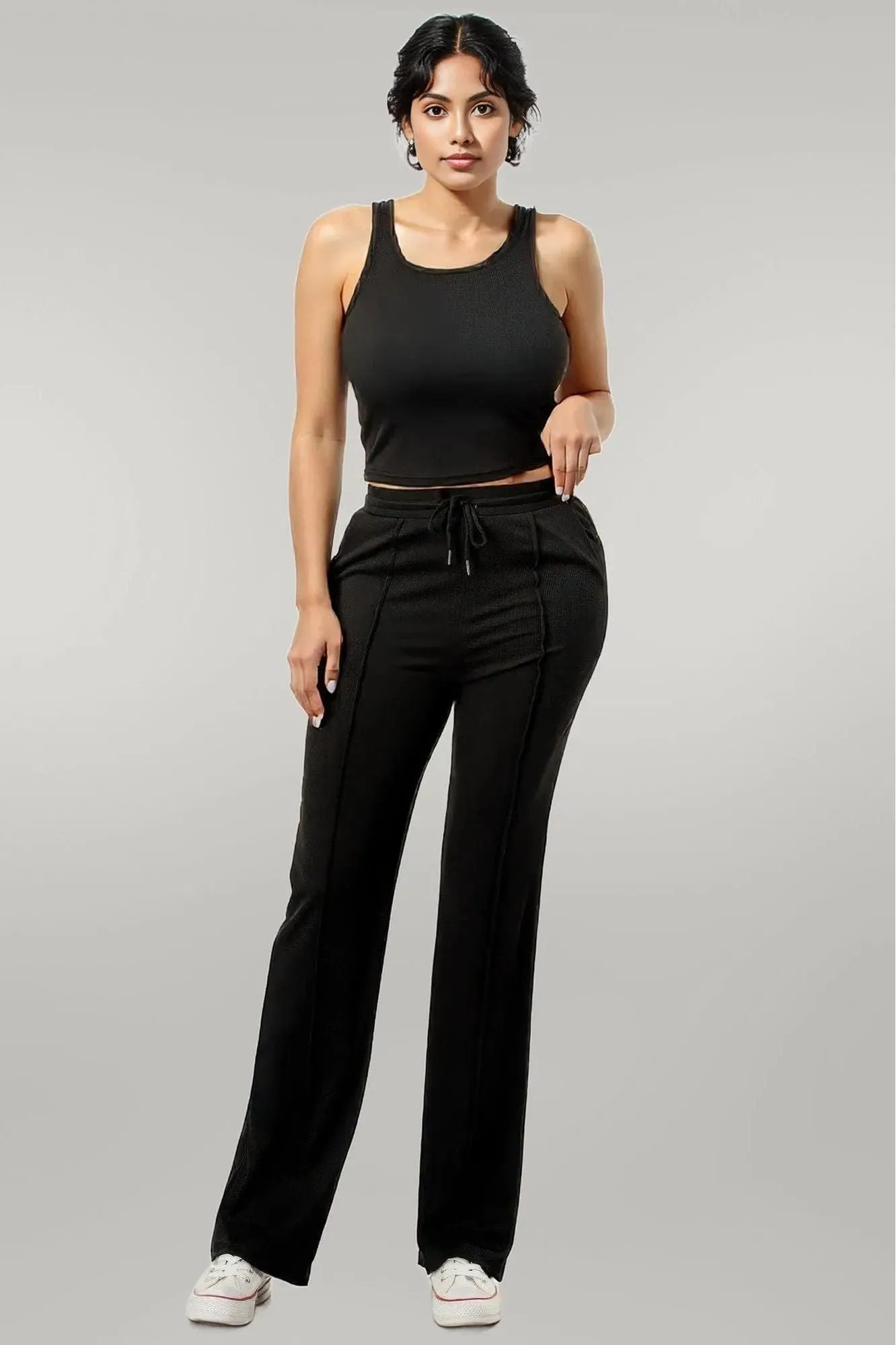Ribbed Tank Top And Pant Set