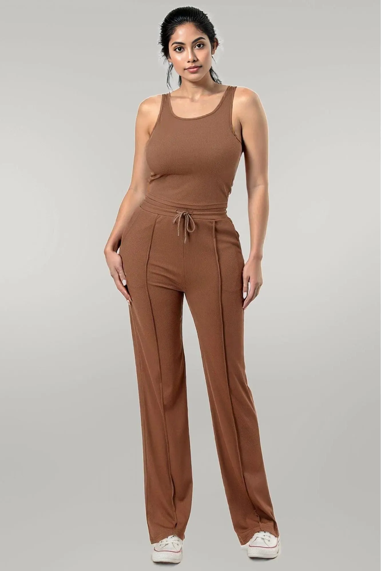 Ribbed Tank Top And Pant Set