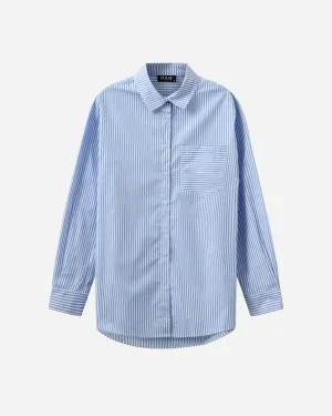 Rønne Essential Pajamas Shirt L/S - Blue/White Stripe