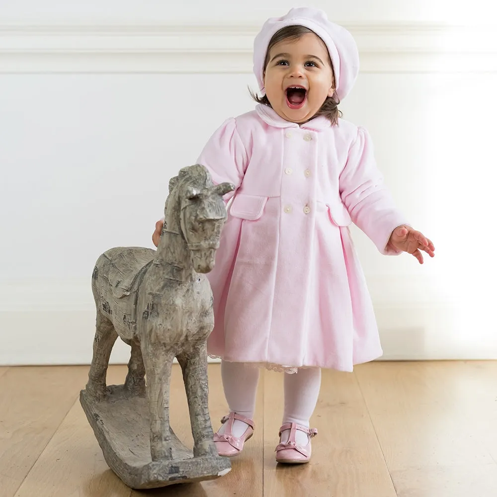 Rosanna Pink Velour Girls Coat & Hat Set