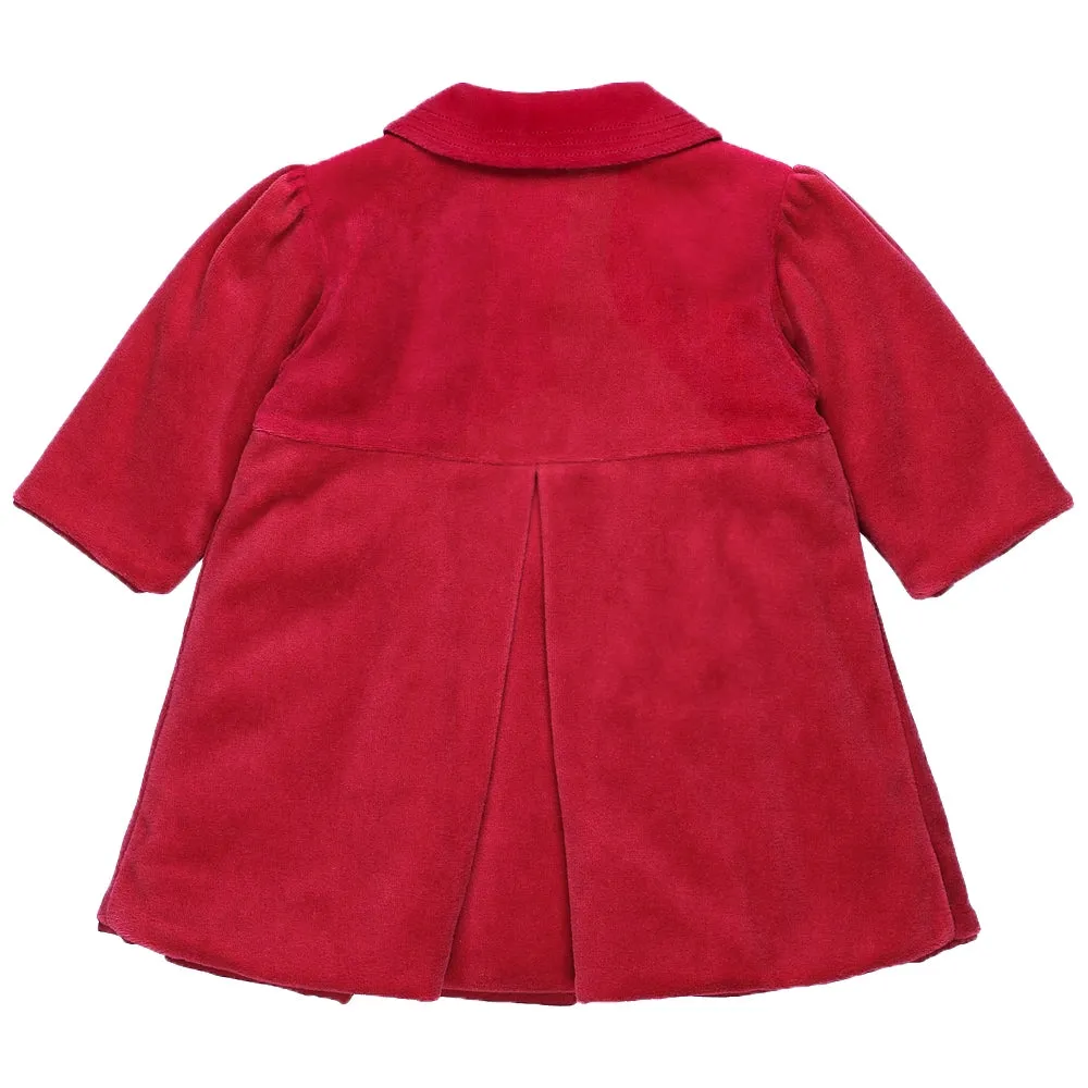 Rosanna Red Velour Girls Coat & Hat Set
