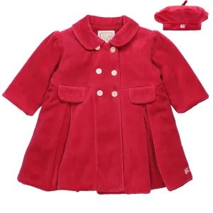 Rosanna Red Velour Girls Coat & Hat Set