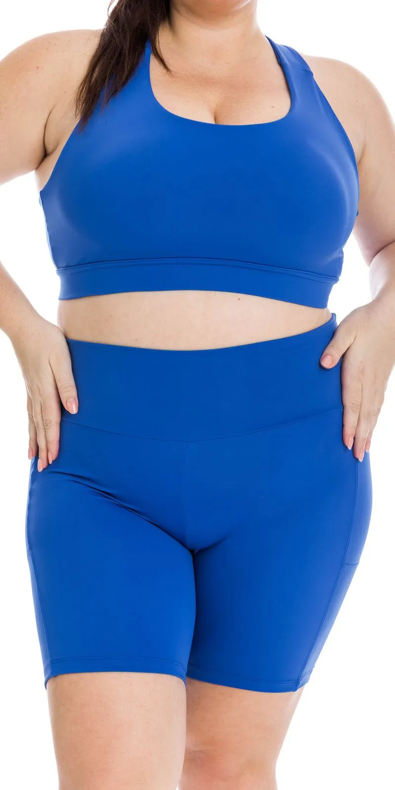 Royal Blue Body Luxe Midi Shorts with Pockets