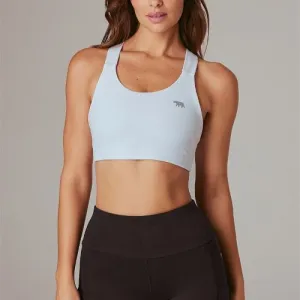 Running Bare Womens Power Up Sports Bra Peach White