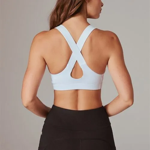 Running Bare Womens Power Up Sports Bra Peach White