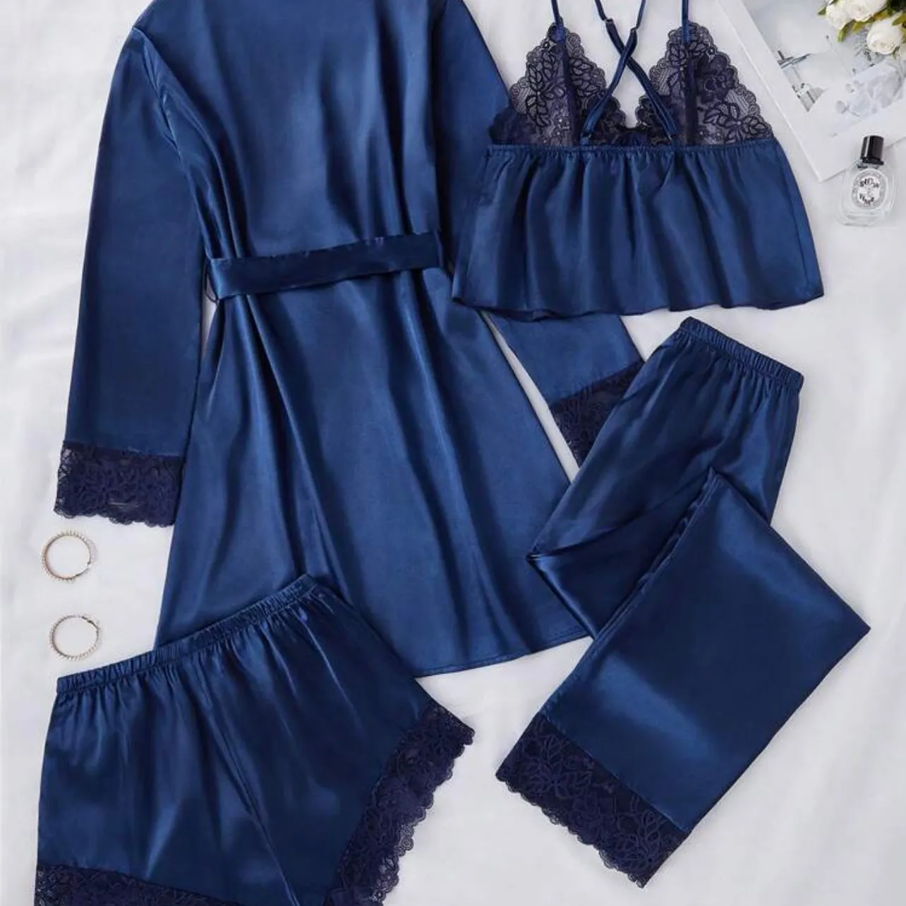 Safaera Silk Pajamas 4 Packs - Navy Blue