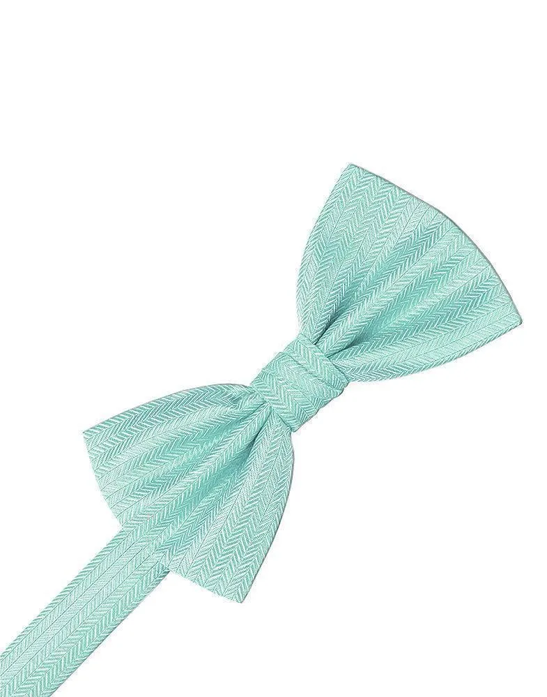 Sage Herringbone Bow Tie