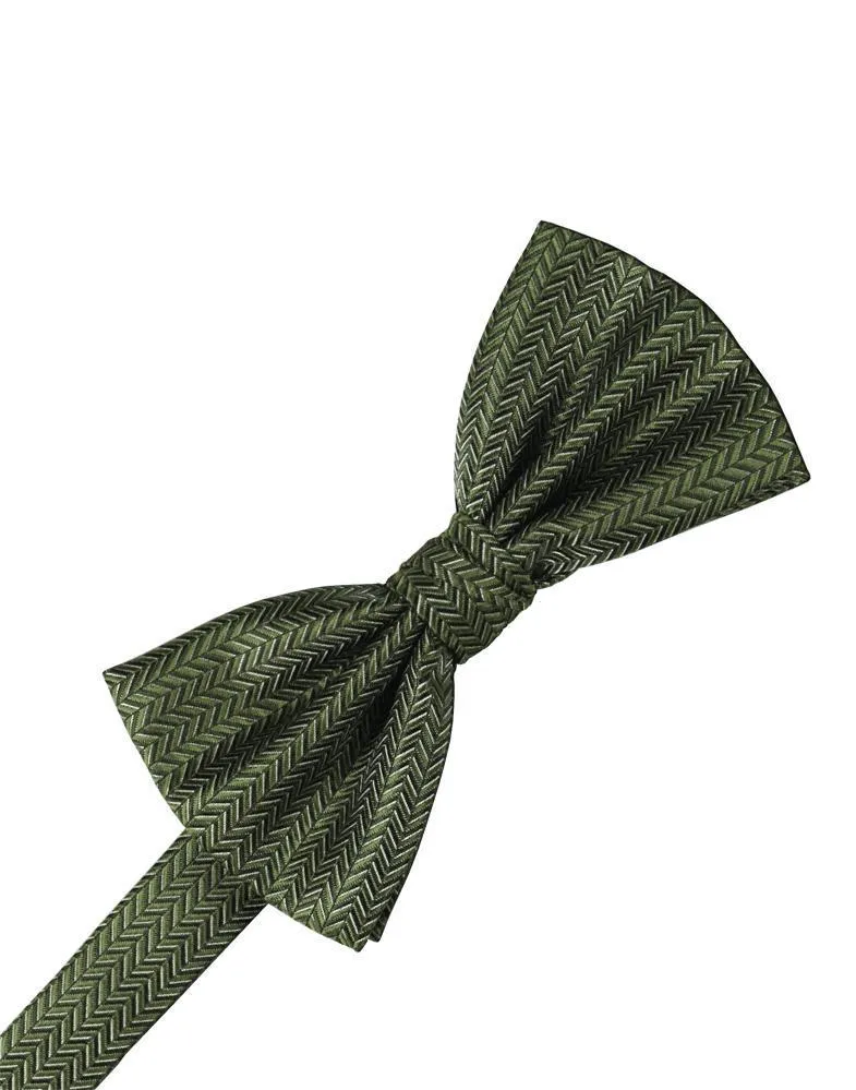 Sage Herringbone Kids Bow Tie