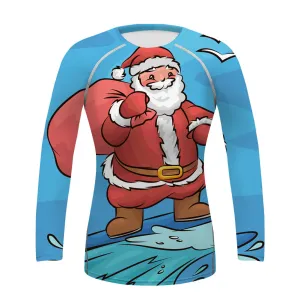 Santa Claus Women's Party Full Printing long Sleeve Gym Sport Compression Shirt