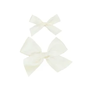 Satin Bow - Cream Clip
