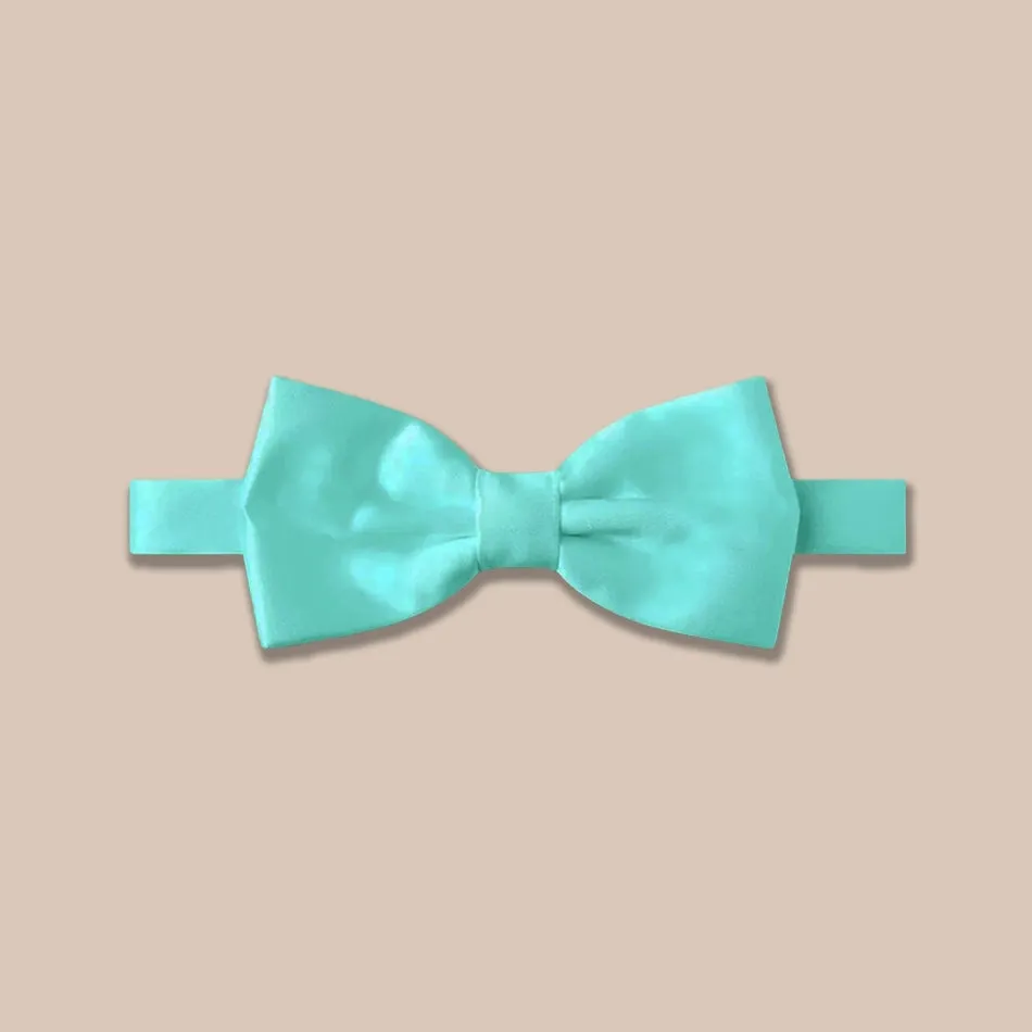 Satin Clip-On Bow Tie - Aqua