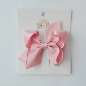 Satin Ribbon Bow  - 3.5 X 2.5 Inches - Petal Pink