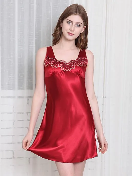Satiny Lace Tank Nightie Dress