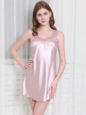 Satiny Lace Tank Nightie Dress