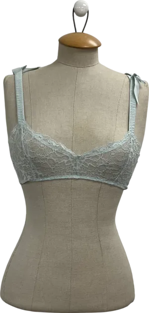 Savage X fenty Blue Bold Lace Unlined Plunge Bra UK XS