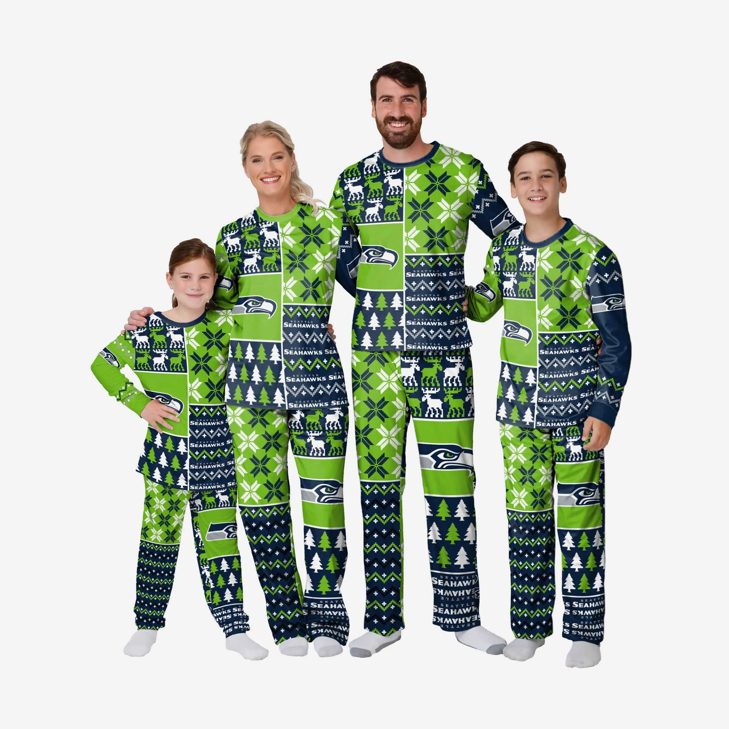 Seattle Seahawks Infant Busy Block Family Holiday Pajamas