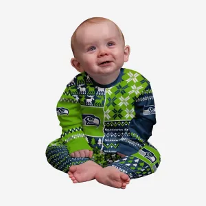 Seattle Seahawks Infant Busy Block Family Holiday Pajamas