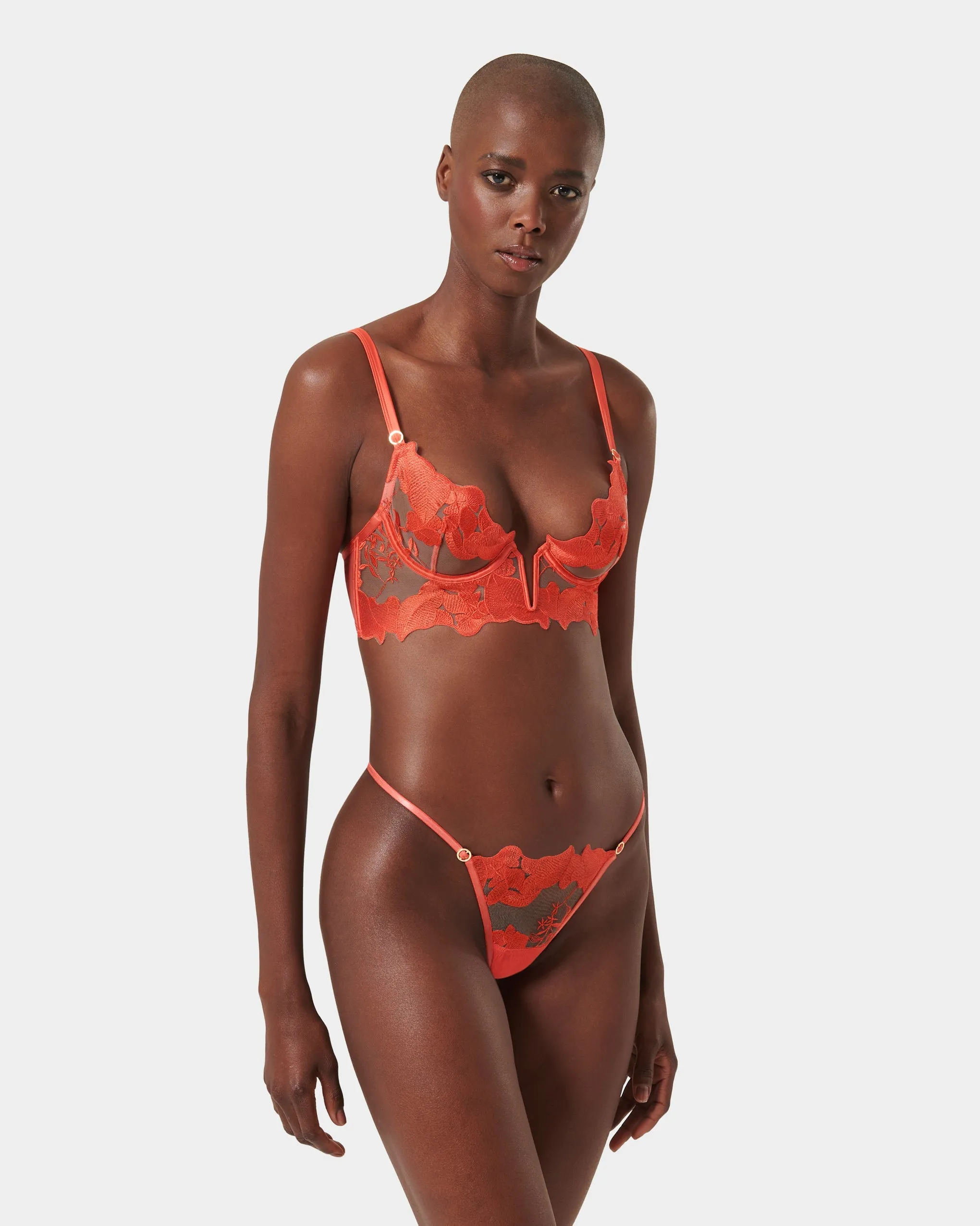 Serenity Wired Longline Bra Hot Coral/Sheer