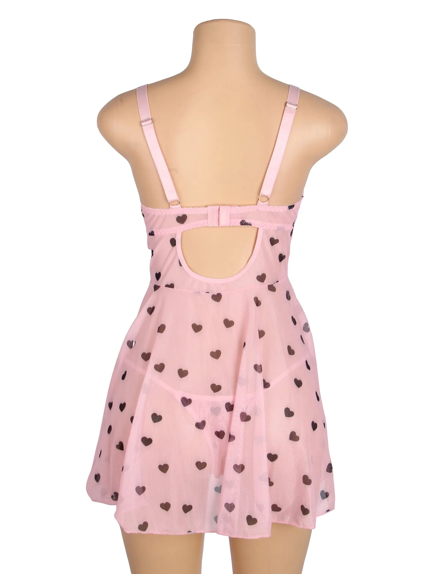 Sexy Egypt Heart Printed Lace Mesh Push Up Nightdress