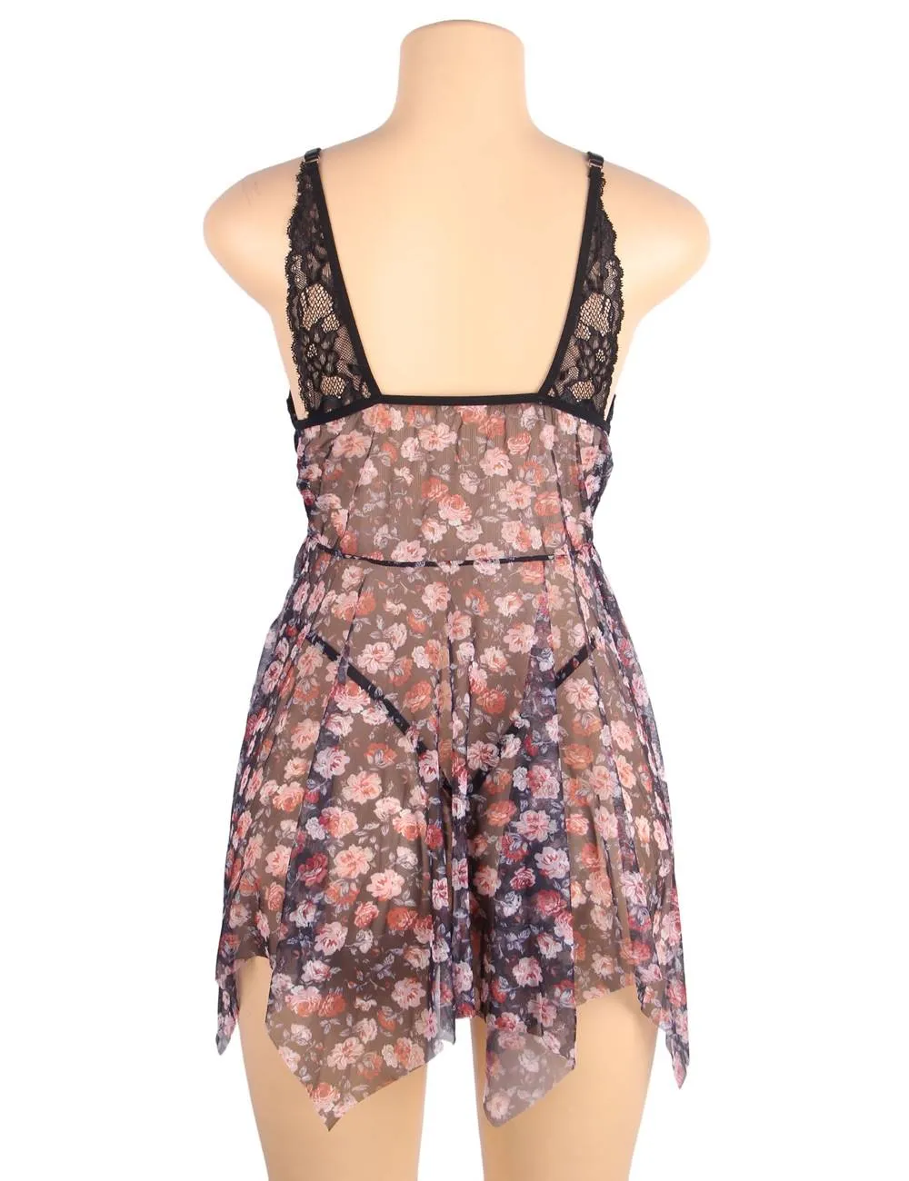 Sexy front slit irregular skirt transparent mesh babydoll