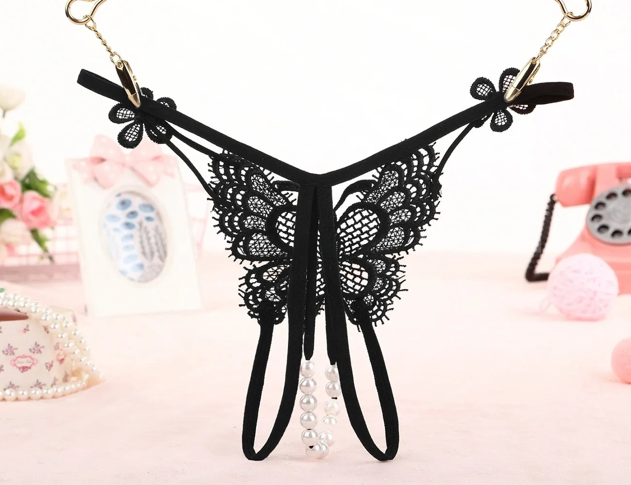 Sexy Open Crotch Black Floral Panty Egypt