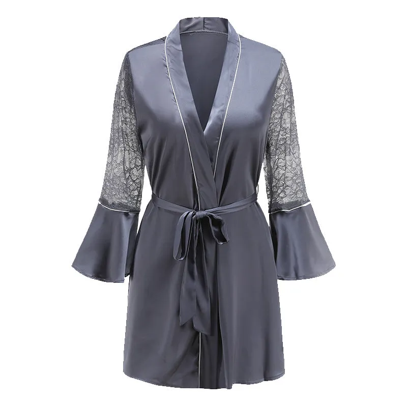 Sexy Pajamas Women Summer Ice Silk Thin Section With Chest Pad