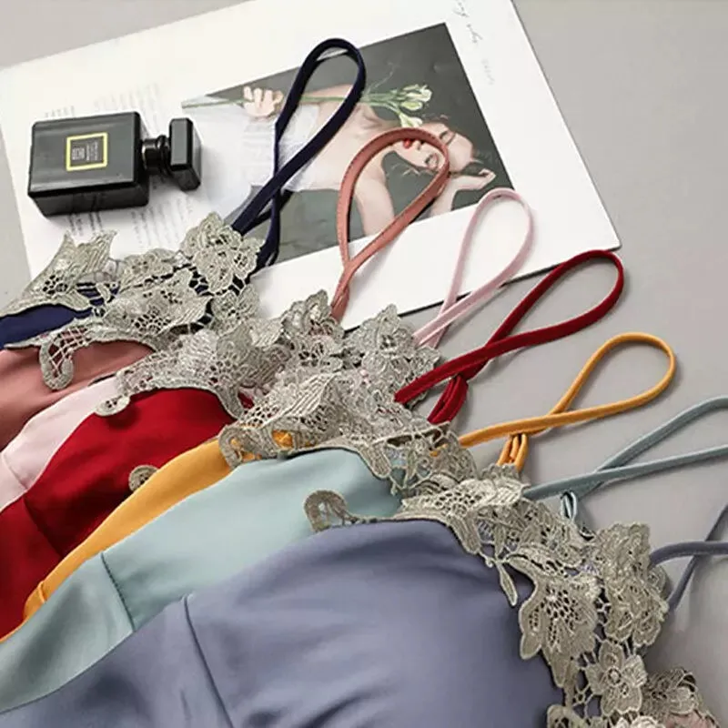 Sexy Women Pajamas Sets Sling Silk Nightwear