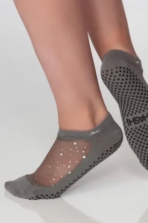 SHASHI Sparkle Mesh Regular Toe Charcoal