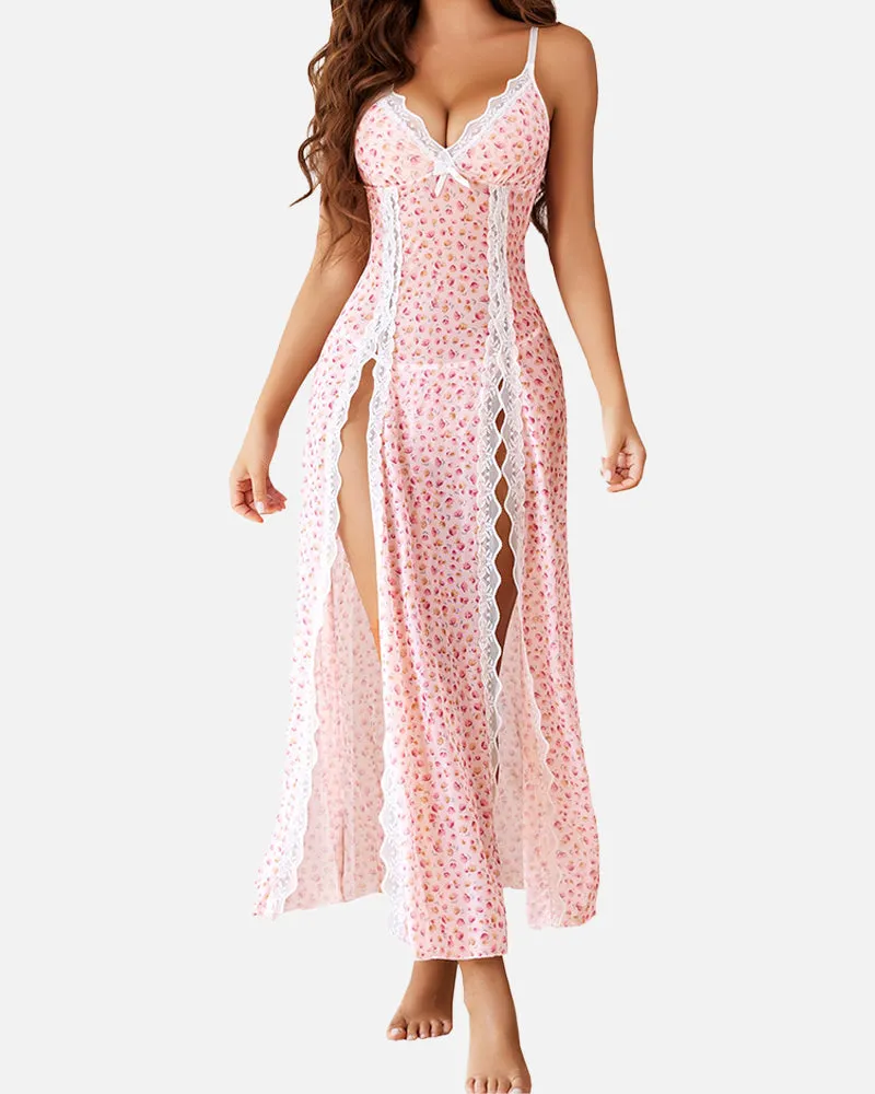 SheCurve? Sexy Mesh V Neck Side Split Nightdress