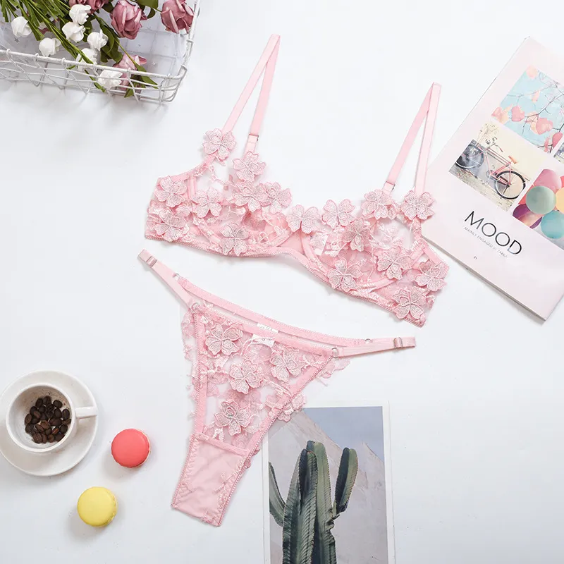 Sheer Lace Unlined Panty & Bra Set