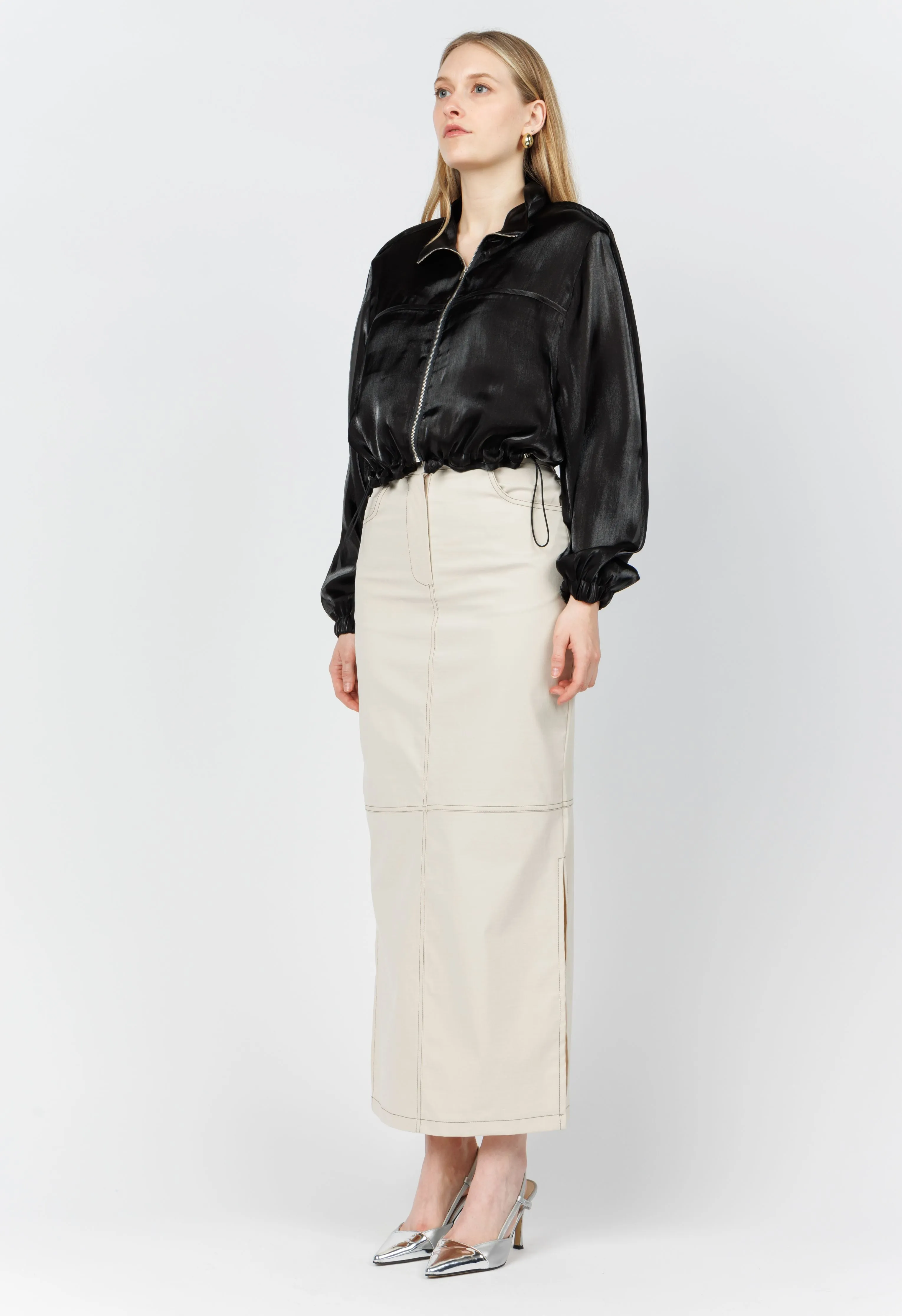 Shimmer Bomber Jacket In Black