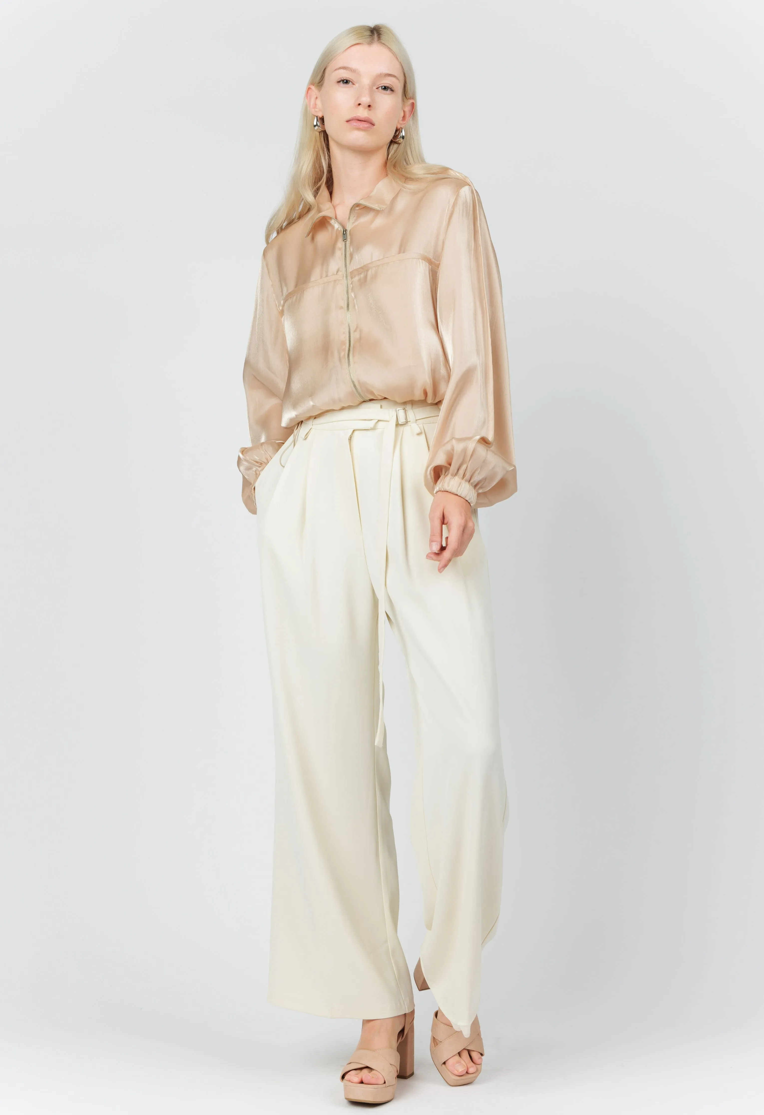 Shimmer Bomber Jacket In Sand