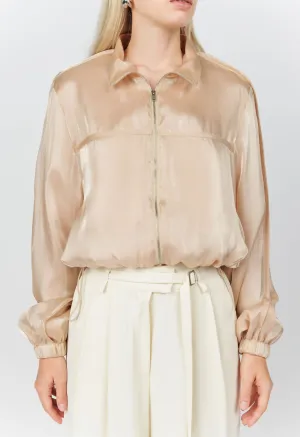 Shimmer Bomber Jacket In Sand